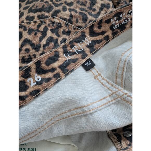 J. Crew Leopard Print Jeans Mid-Rise Slouchy Statement Animal Print Size 26 - Picture 3 of 10